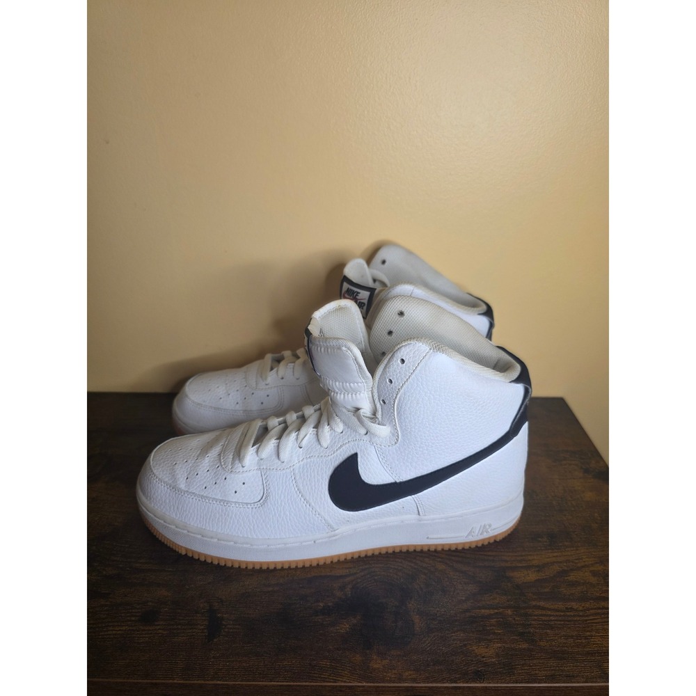 Nike Air Force 1 High White Black Gum Sole Tumbled Leather Sneakers Mens 11.5 - Picture 4 of 13